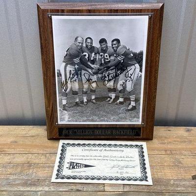 Sale Photo Thumbnail #139: #1826 • “Dollar Backfield” San Francisco 49ers Signed Photograph with COA

