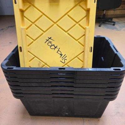 Sale Photo Thumbnail #186: #1908 • (8) Black & Yellow Storage Containers with Lid

