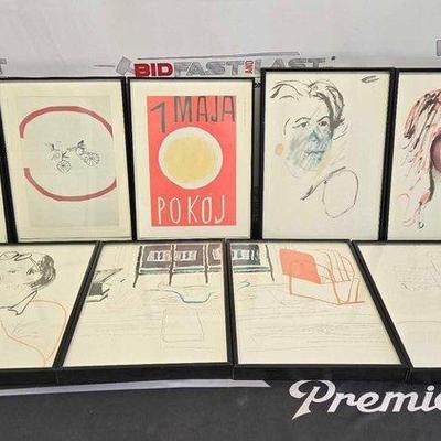 Sale Photo Thumbnail #274: #2776 • (9) Framed Henry Tomaszewski Art Book Pages
