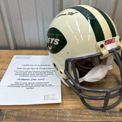 Sale Photo Thumbnail #149: #1844 • Joe Namath NY Jets Signed Football Helmet with COA
