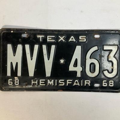 Texas Hemisfair ‘68 License Plate 2