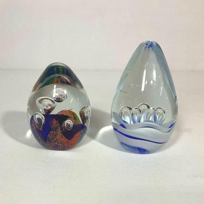 Blown Glass Oval Paper Weights 
