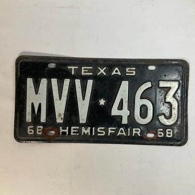 Texas Hemisfair ‘68 License Plate 1