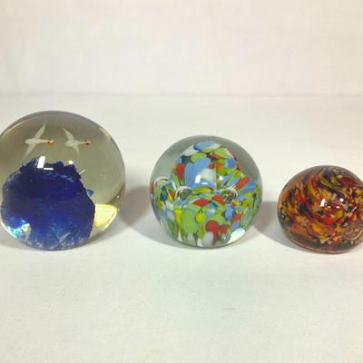 Three Blown Glass Paperweights  