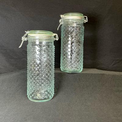 Vintage Hobnail Glass Hinged Jars 