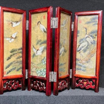 Vintage Tabletop Folding Screen 