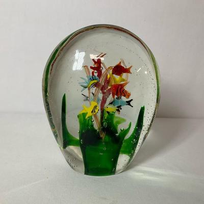 Large Glass Aquarium Paperweight 