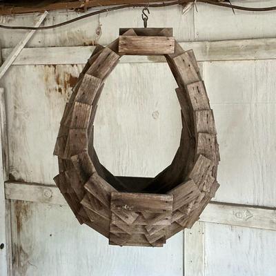 Vintage Mid Century Wood Block Hanging Planter