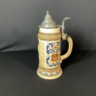 Tall Lidded Beige And Blue Bierstein