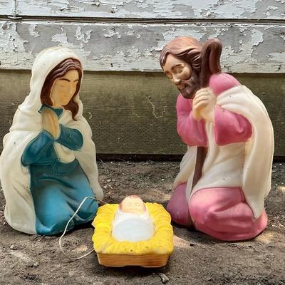 Vintage General Foam Plastics Christmas Nativity Blow Mold Set I 