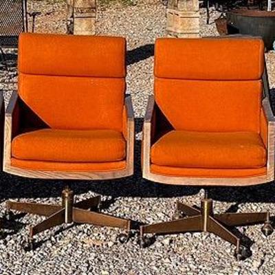 Mid-Century Orange Office Chairs 
