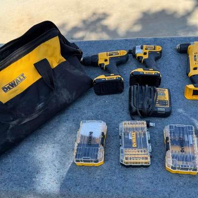 DeWalt 20V MAX Cordless Power Tool Lot – Drill, Impact Driver, Flashlight, Right Angle Driver & More