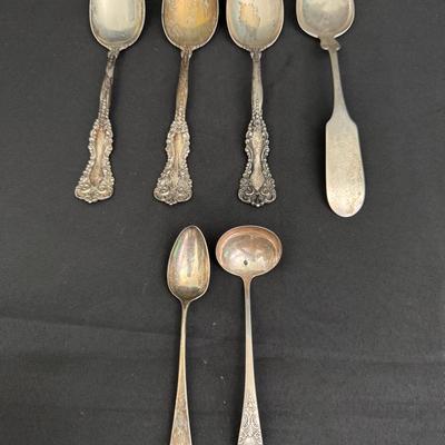 Sterling Silver Spoons | 6-Piece Assortment | 8.3oz Total | Ornate & Monogrammed