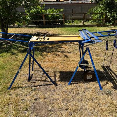 Trojan MS-2000 Portable Saw Stand with Folding Wings, Wheels & Clamps | Contractor Work Table