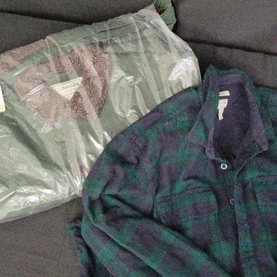 L.L. Bean Men’s Outerwear Lot – XXL Tall Flannel Shirt & L Tall Sherpa-Lined Jacket
