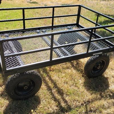 GroundWork GW1400 Steel Utility Cart with Mesh Bed and Pneumatic Tires