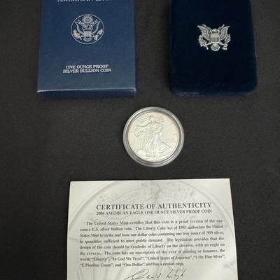 2006 American Eagle 1 oz Proof Silver Dollar Coin with Box & COA | .999 Fine Silver Collectible