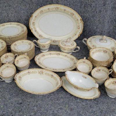 Noritake China Dinnerware Set | Service for 12+ | Gold Trim & Floral Pattern | 90+ Pieces