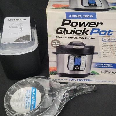 Kitchen Essentials Bundle | Power Quick Pot 8-Quart MultiCooker | Ice Maker | 3-Piece Frypan Set