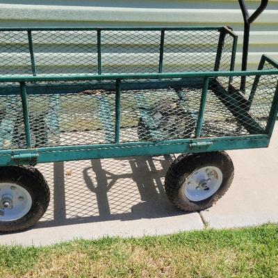 Heavy-Duty Metal Garden Utility Cart with Pneumatic Tires