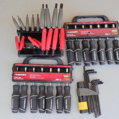 Pittsburgh T-Handle Hex Key Set + Husky SAE/MM Nut Drivers + Hex Wrenches | 3 Tool Sets