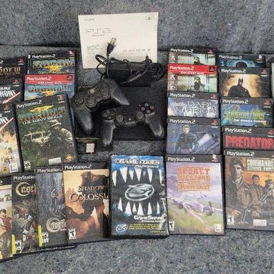 Sony PlayStation 2 Console with 24 Games, 2 Controllers, Cords & Manuals | Tested