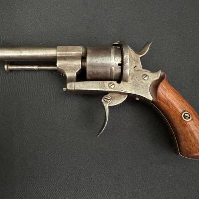 Antique Belgian Pinfire Revolver – 19th Century Liège Marked | Non-Functioning Collectible 