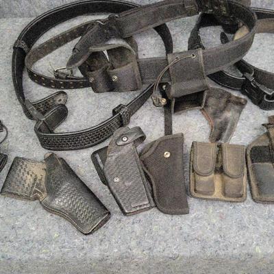 Vintage Police Duty Belts & Holsters | Assorted Leather & Nylon Gear | Basketweave & Tactical Styles
