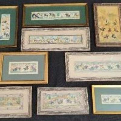 Framed Persian/Mughal-Style Miniature Art Prints – Set of 8 Colorful Narrative Scenes