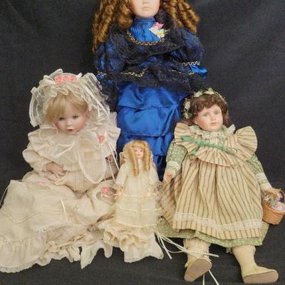 Bisque Porcelain Dolls | Lot of 5 | Hand-Painted Faces, Vintage-Inspired Gowns