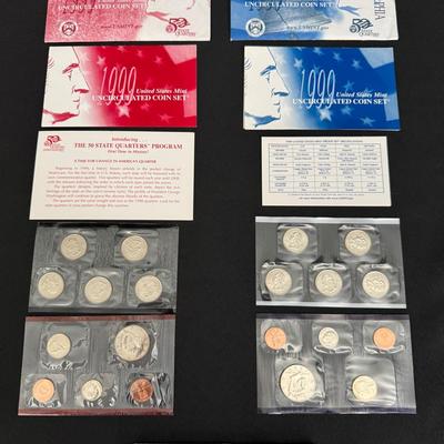 U.S. Mint Coin Lot – 1999 Proof Set, Uncirculated Sets (P&D), 1958 Proof Set
