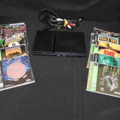 Sony PlayStation 2 Slim Console + 13 PS1 Games | Alien Trilogy, Doom, Die Hard, Medal of Honor