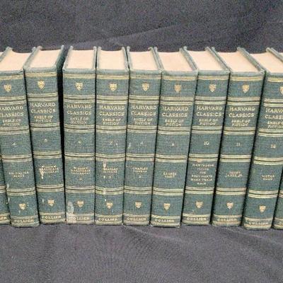 Vintage Harvard Classics Books – Partial Set of 15 Volumes | Green Cloth Binding