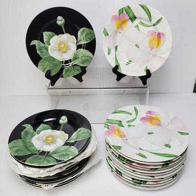 Fitz & Floyd “Moon Flower” & “Orchids Deux” Plates - 7.5” Diameter