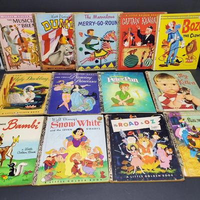 Vintage Little Golden Books Including Disney – Peter Pan, Dumbo, Bambi, My Kitten & More (14 Books)