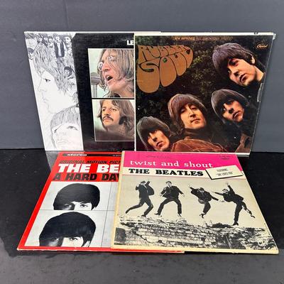 Vintage The Beatles Vinyl Records (5) – Let It Be, Revolver, Rubber Soul & More