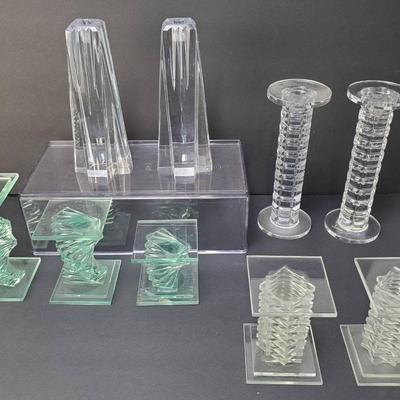 Crystal & Glass Candle Holders 3-8.5”h - Stacked Glass, Slovenian Crystal & More