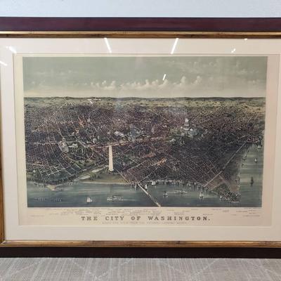 City Of Washington DC Currier & Ives Reproduction Print - Framed 
