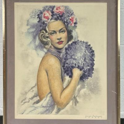 Jean Dominique Van Caulaert Signed Portrait Print - Framed 30x24.5”