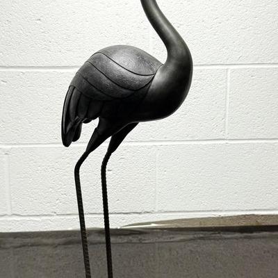 Large Vintage Metal Crane Statue – 29" Tall Outdoor Garden Decor