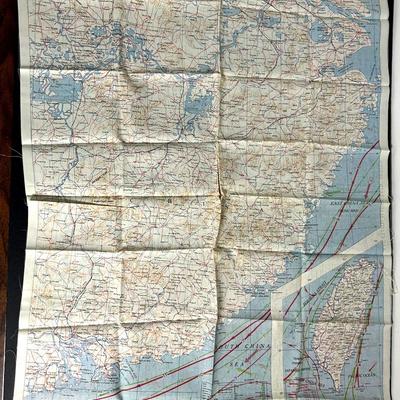 Vintage AAF Cloth Map NO. 34 China 1944 (Double Sided)