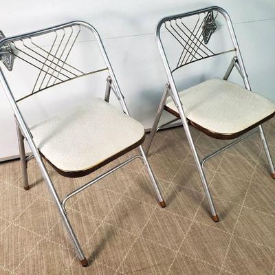 MCM Folding Aluminum Card Table Chairs - 18x23x30”