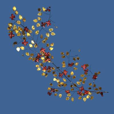 Metal Mid Century Style Wall Art – Leaf & Flower Design, 64x40"