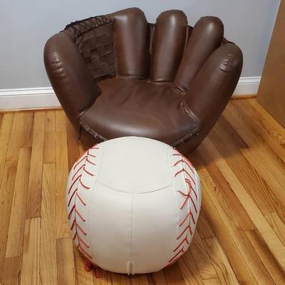 Baseball Glove Chair And Ball Footrest