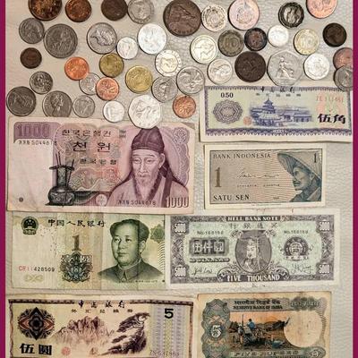 Vintage Foreign Coins & Banknotes – UK, Germany, China, India, Korea & More Countries