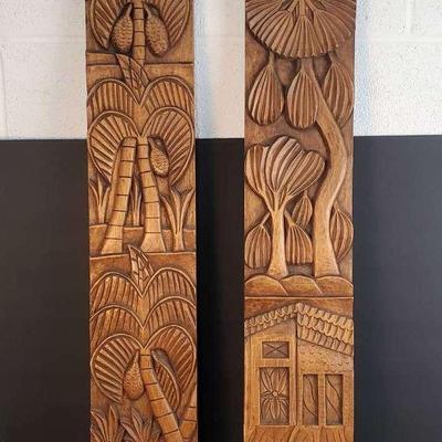 Signed Hand Carved wood Wall Plaques - Albertino Te Píauí