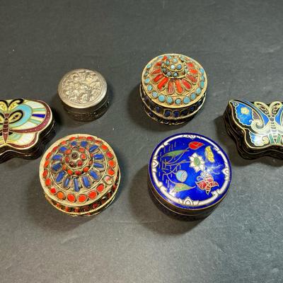 Tiny Inlaid And Cloisonné Trinket Boxes 