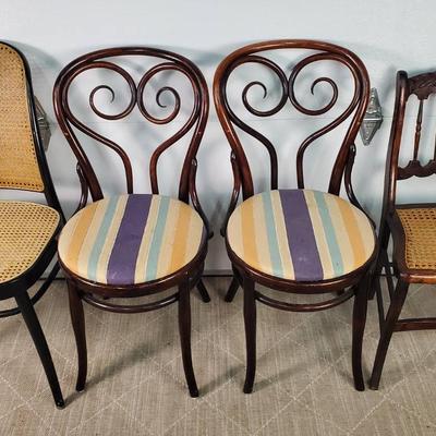 Thonet Style Chairs,  Caned Wood Side Chairs - 17x16x32” To 18x16.5x32”