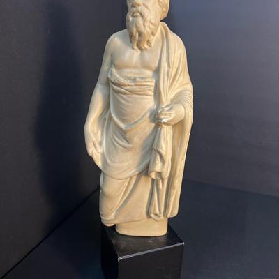 Socrates Sculpture After Antique – 15" Figurine on Wooden Plinth (20th Century)
