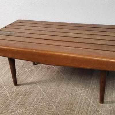 Mid Century Walnut Slat Coffee 
Table Made In Yugoslavia 1 Of 2